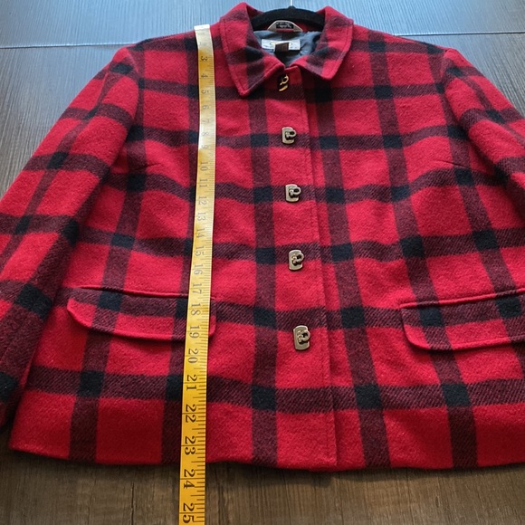 TALBOTS| plaid red coat 12P - Picture 9 of 11